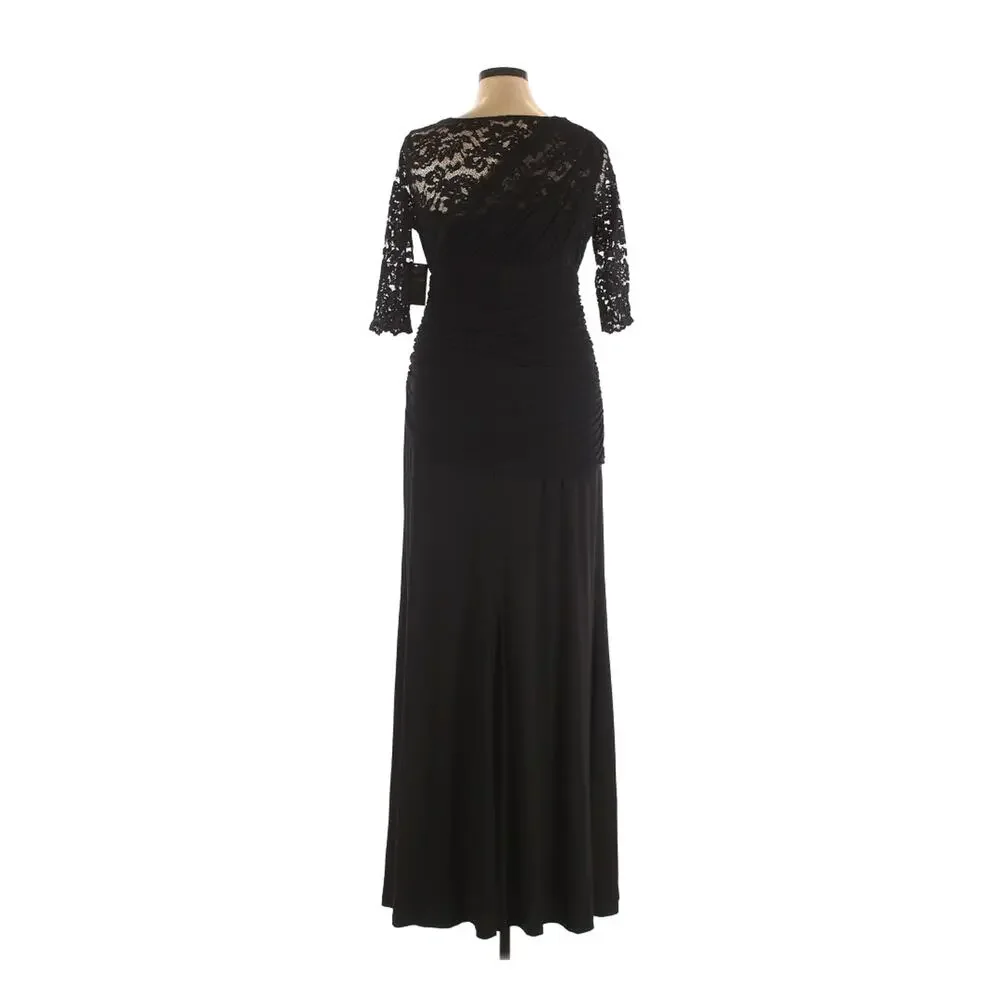Kiyonna Party Maxi Dress Soiree Style Black Lace Formal Size 12 Lined MOB Party